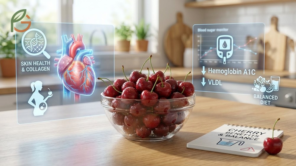 Potential side effects of eating cherry pits containing amygdalin and digestive considerations for high fiber intake.