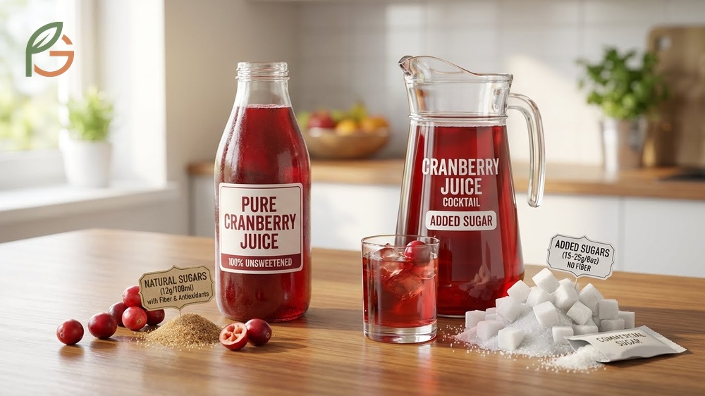 Cranberry juice sugar content in pure form is much lower than cocktail versions with added syrups.