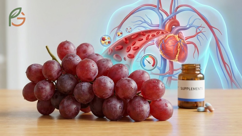 Health benefits of red grapes include lowering systolic blood pressure by 1.48 mmHg through daily intake.