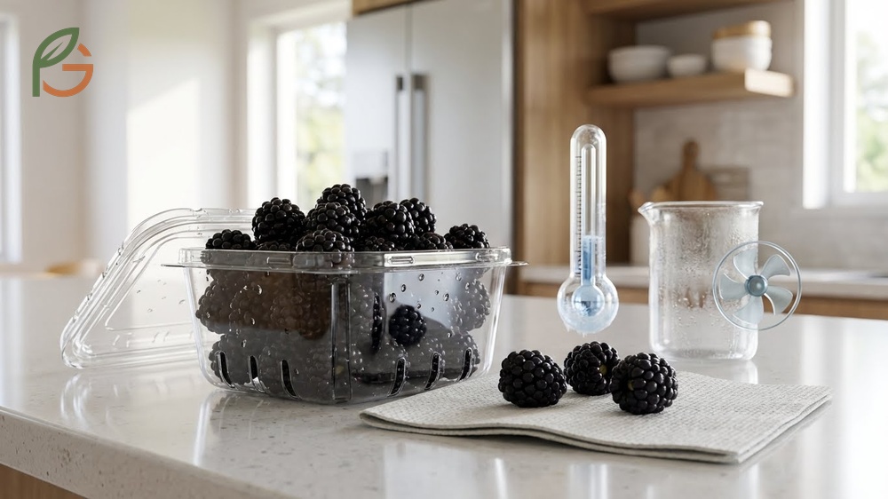 How to keep blackberries fresh longer by storing unwashed in vented containers to prevent mold growth.