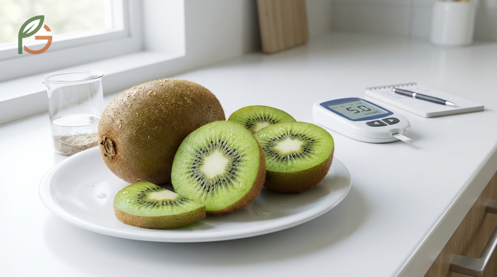 Kiwi fruit good for diabetes has a low glycemic load of 7 which prevents rapid glucose elevation.