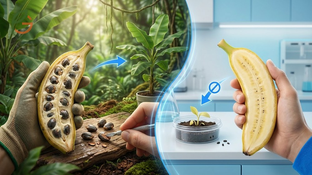 Can you grow a banana tree from a banana using wild seeds versus sterile commercial types found in stores.