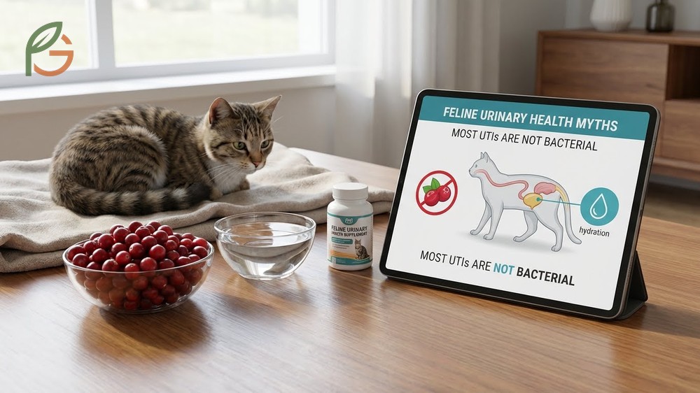 Feline urinary health myths regarding cranberries clarify that they do not effectively treat bacterial infections in cats.