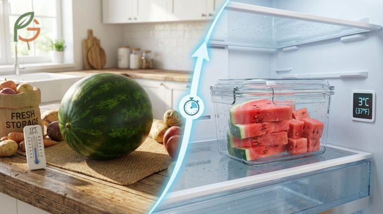 How to store watermelon at room temperature between 50 and 59 degrees to retain nutrients and freshness for 10 days.