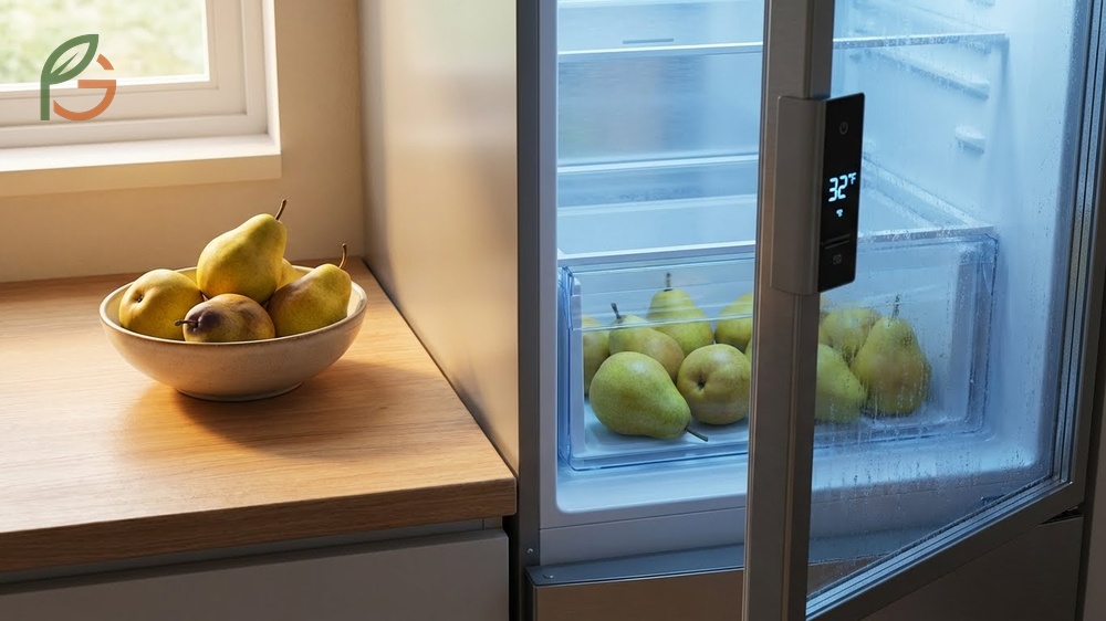 Preventing over ripening requires checking daily and moving ripe pears to the fridge to extend life by one week.