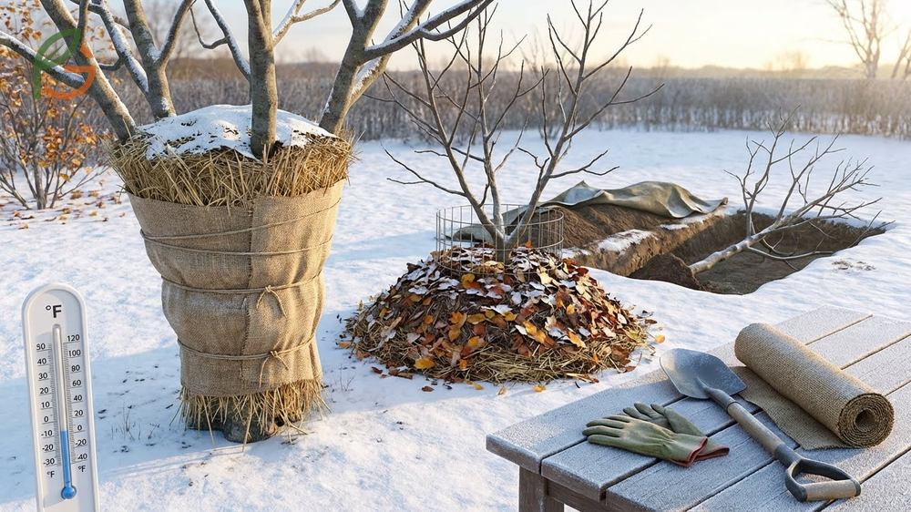 Winterizing fig trees guide for protecting plants in zones 5-7 where temperatures drop below 10 degrees Fahrenheit.