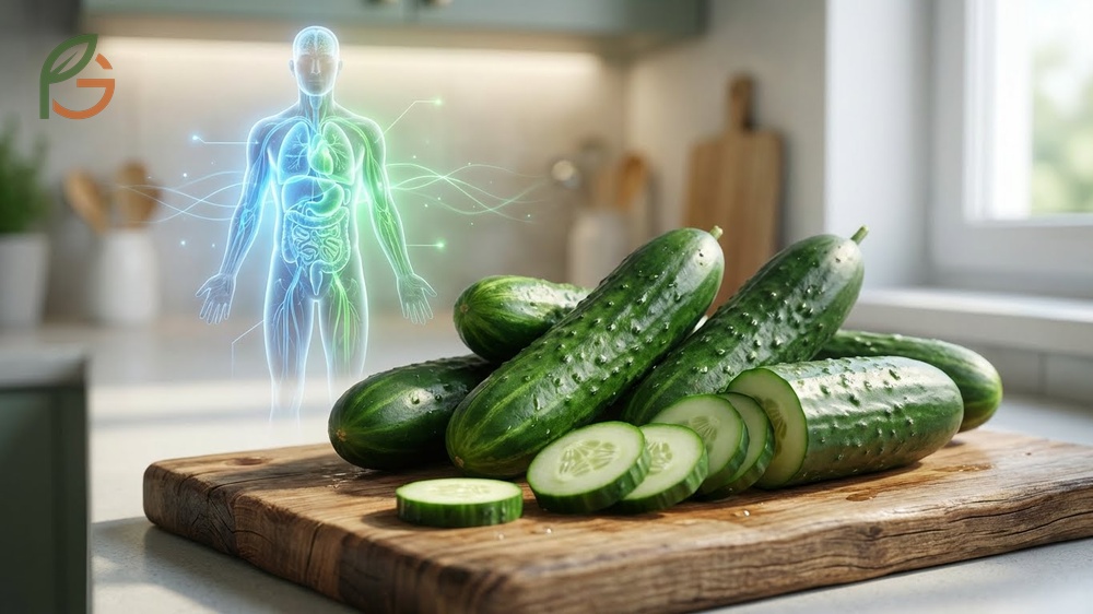 Benefits of cucumber skin include bitter compounds called cucurbitacins that aid digestion and reduce bloating.
