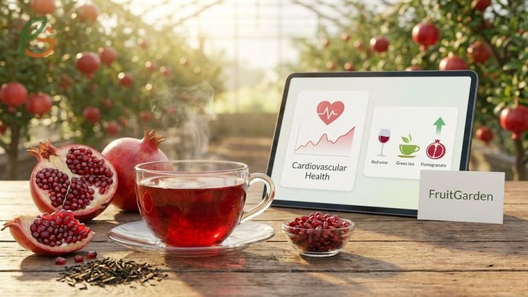 Benefits of pomegranate tea include reduced blood pressure and lower cholesterol levels from polyphenols.