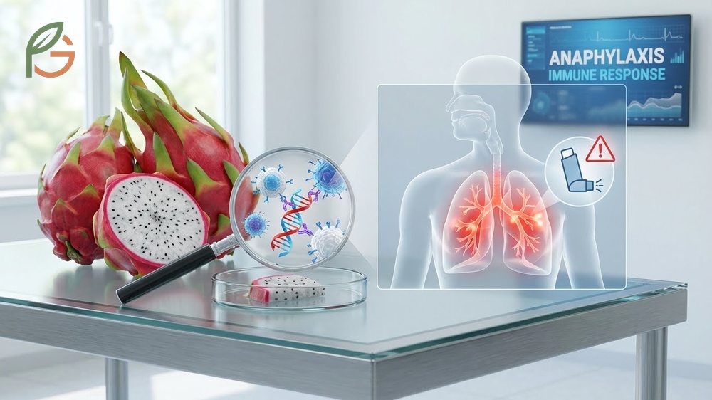 Allergic reactions to dragon fruit manifesting as skin rashes or swelling in people with tropical fruit sensitivities.