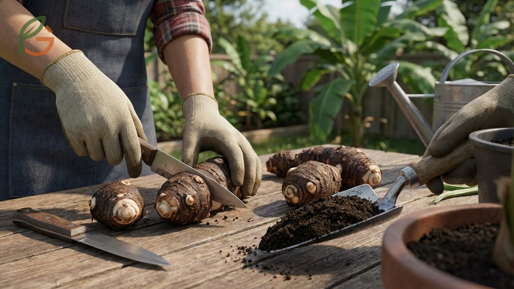 Growing banana from rhizome cuttings ensures healthy new shoots using underground corm sections and eyes.