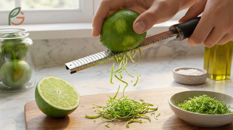 How to zest a lime properly by removing the green peel while avoiding the bitter white pith layer.