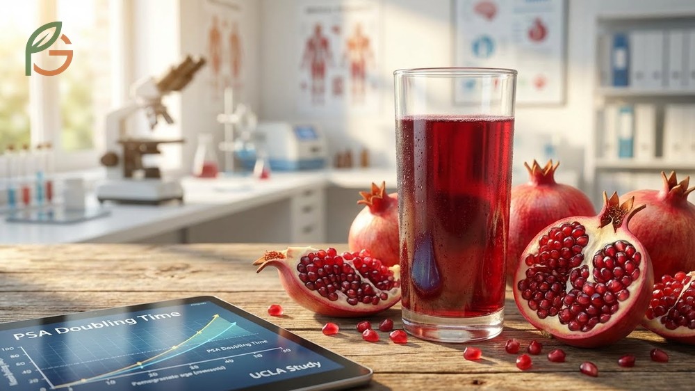 Pomegranate is good for prostate health as studies show daily juice intake can significantly slow PSA doubling time in men.