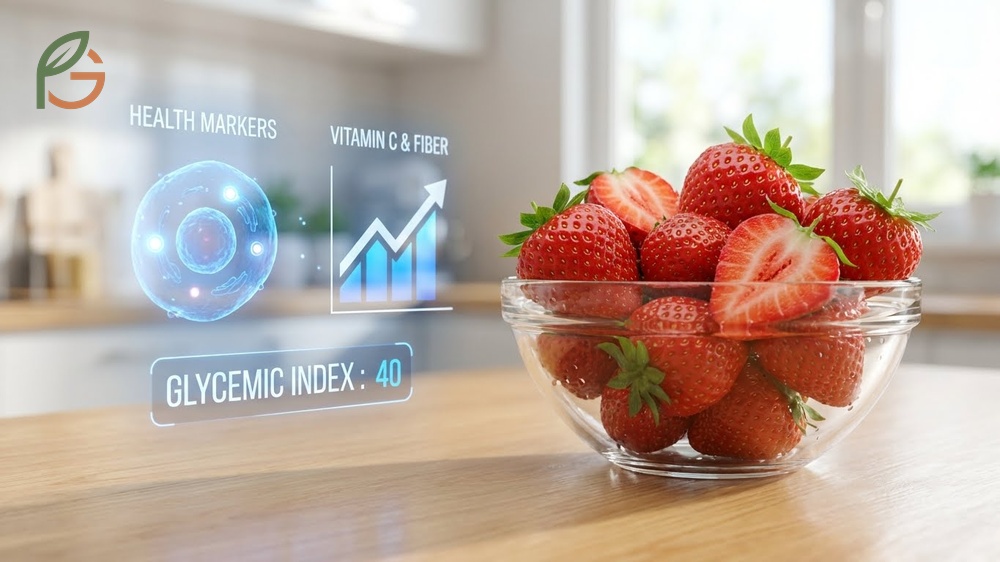 Nutrient dense strawberries providing 65 percent of daily Vitamin C needs and essential minerals like manganese.