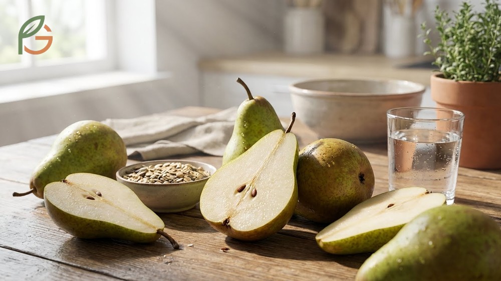High fiber content and natural sorbitol in pears work together to promote regular bowel movements gently.