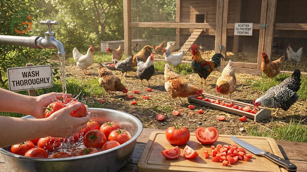 Best feeding practices involve washing tomatoes thoroughly and cutting them into safe pieces.