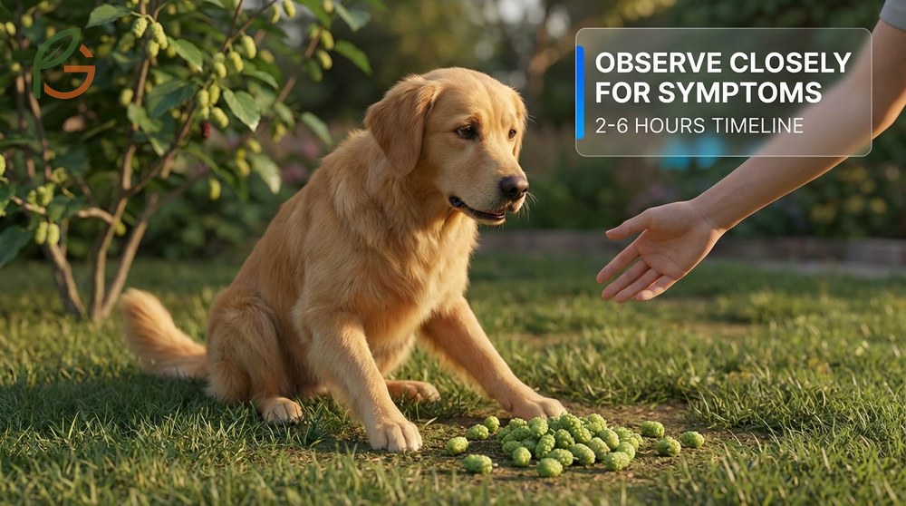 Dog ate unripe mulberries scenarios require monitoring for signs of hallucinations or gastrointestinal distress.