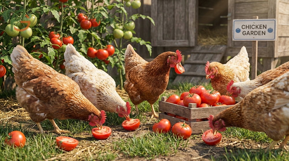 Can chickens eat tomatoes facts showing nutritional benefits like vitamin A and C in moderate treats.