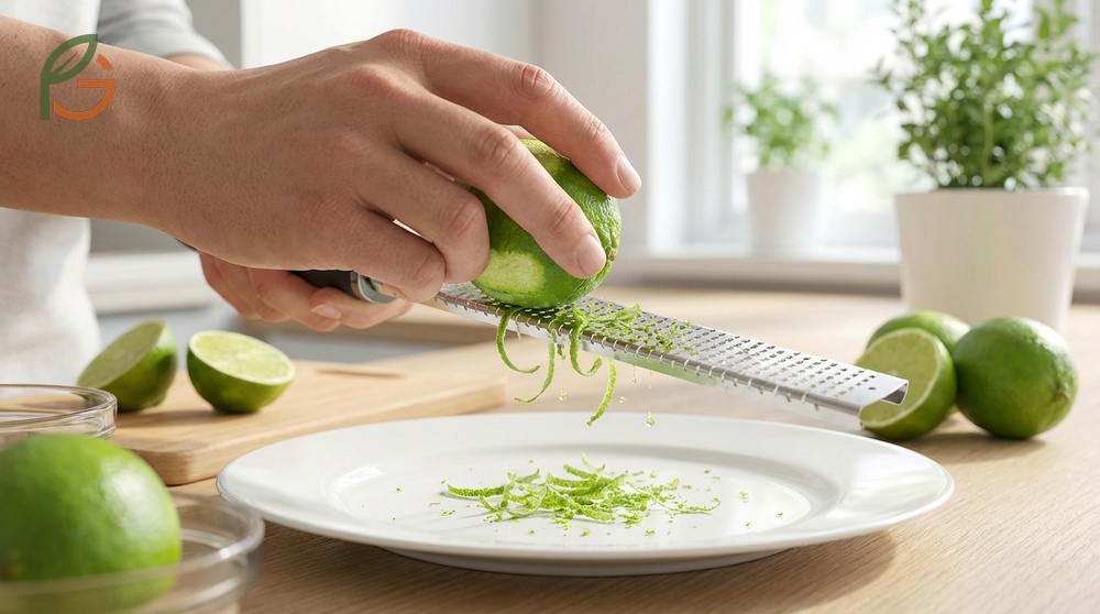 How to zest a lime starts with washing the fruit and rotating it frequently to avoid deep cuts.