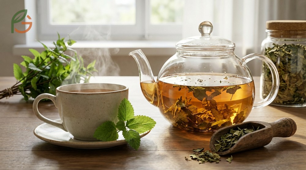 Lemon balm tea side effects like mild stomach upset when consumed on an empty stomach without food.
