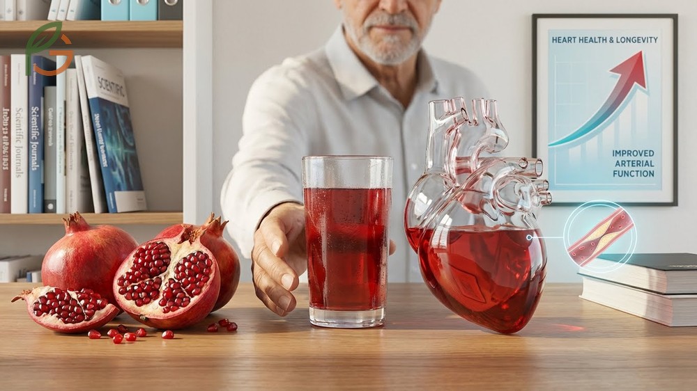 Pomegranate heart health for men is supported by a 35% reduction in arterial plaque thickness after one year of daily consumption.