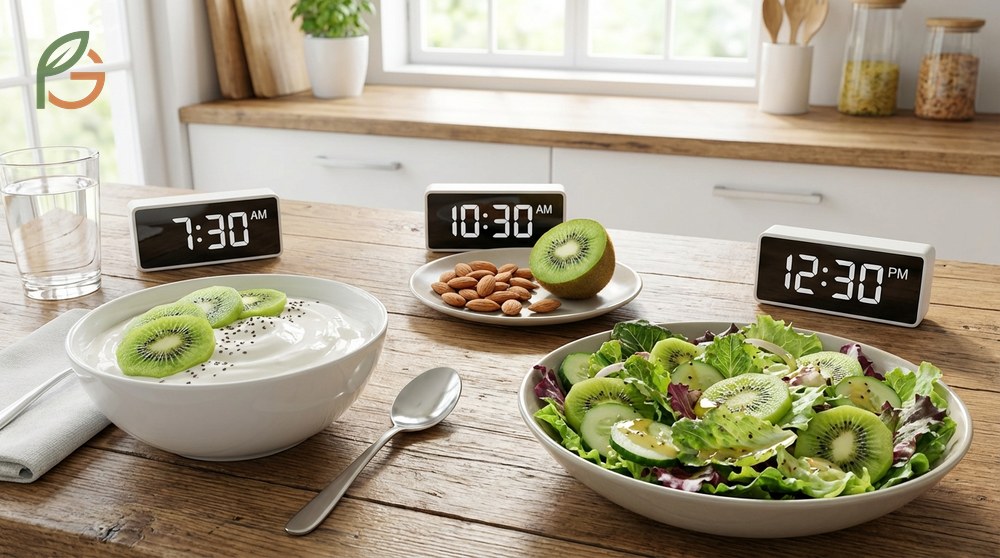 Diabetic diet plan with fruits recommends pairing kiwi with protein sources to slow down sugar absorption.