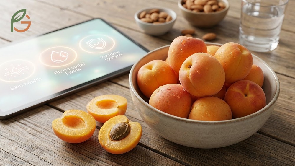 Health benefits of apricots include improved skin elasticity from vitamin C and protection against UV damage.