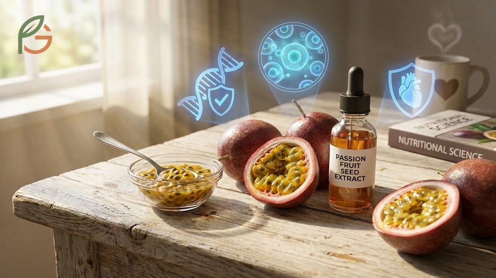 Passion fruit seed edible antioxidants help protect cells and support cardiovascular health with potassium.