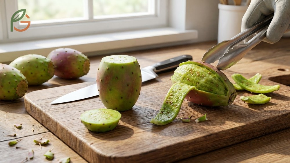 How to peel prickly pear safely by separating the thick skin from the sweet inner flesh.