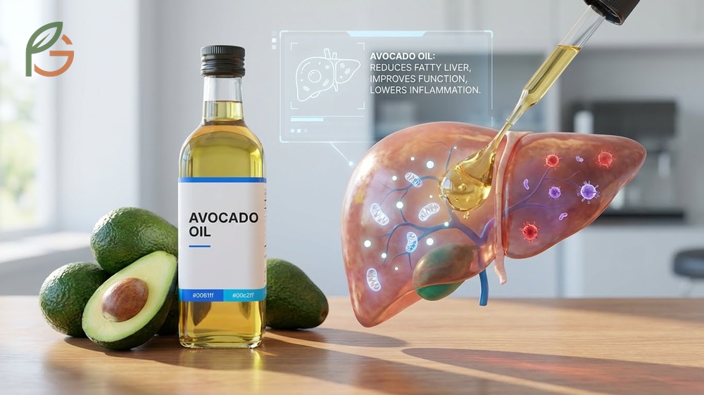 Is avocado good for liver health depicted by antioxidants reducing oxidative stress and inflammation markers.