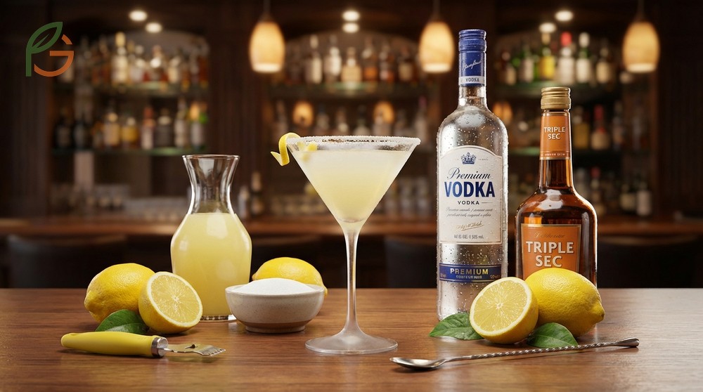 What is in a lemon drop cocktail including 1.5 ounces of vodka and fresh lemon juice for perfect balance.
