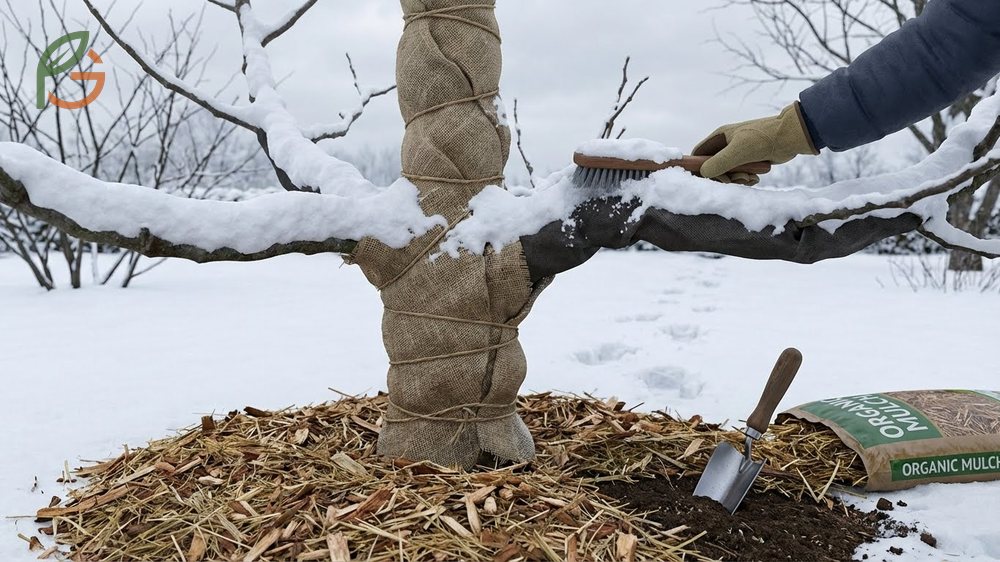 Winter fig tree care involves monitoring wrapping for tears and removing protection when nights stay above 20 degrees.