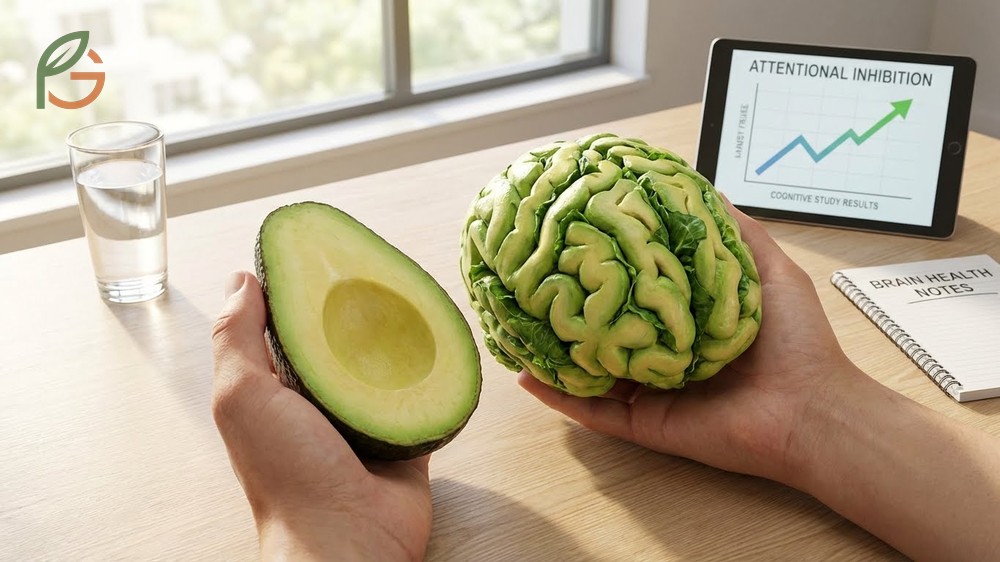 Avocado for brain health showing improved attention and memory with daily consumption of monounsaturated fats.