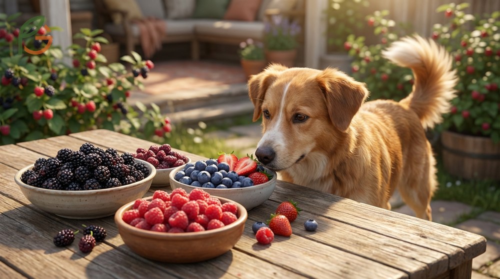 Fruits dogs can eat safely include blueberries and strawberries which serve as healthy low-calorie treats.