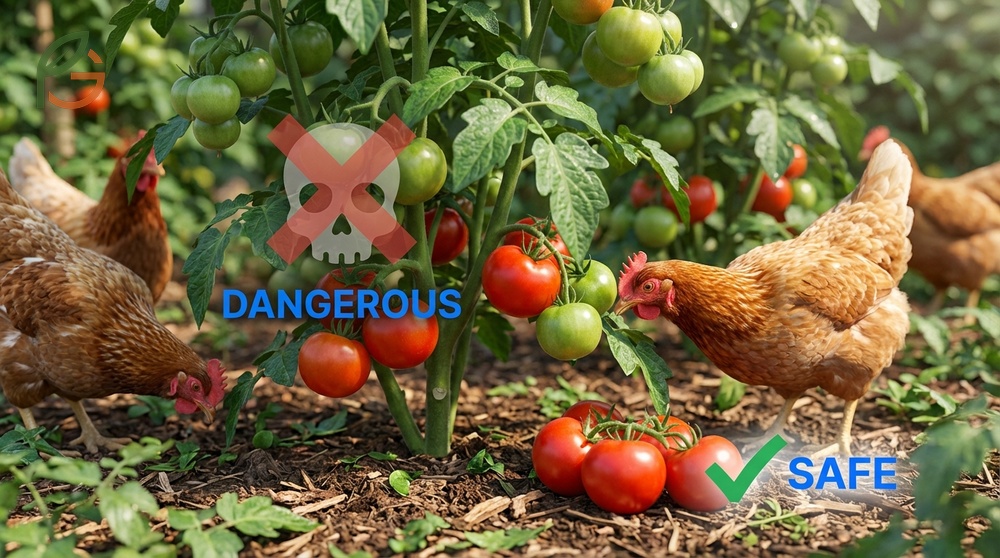 Can chickens eat tomato plants warning against toxic leaves stems and vines containing solanine.