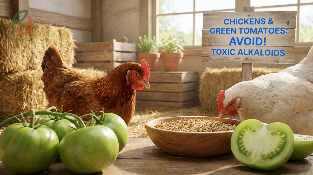 Can chickens eat green tomatoes advisory explaining high solanine levels in unripe fruit.