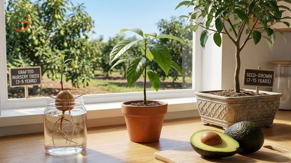 Growing avocado from pit using the toothpick water method or paper towel technique for successful germination.