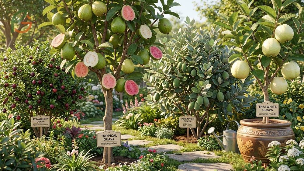 Different guava tree varieties like Tropical and Pineapple guava offer distinct fruit characteristics for home gardeners.