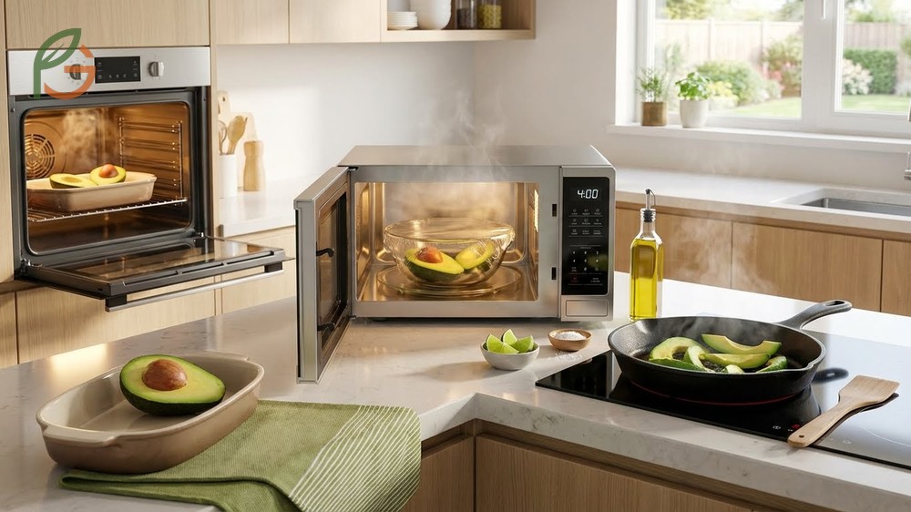 How to cook hard avocado methods using oven baking and microwaving to soften the flesh.