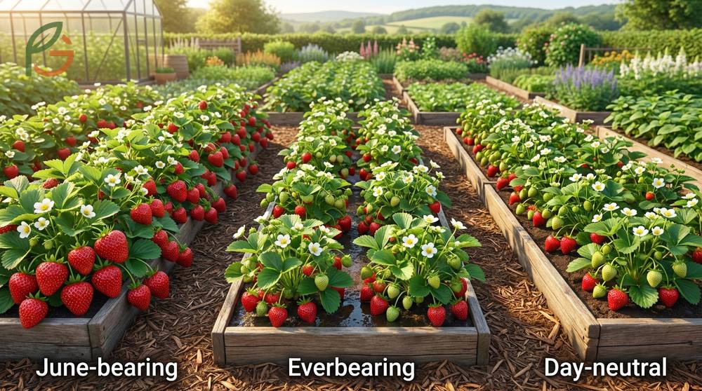 Types of strawberry plants explained with differences between June bearing, everbearing, and day neutral categories.