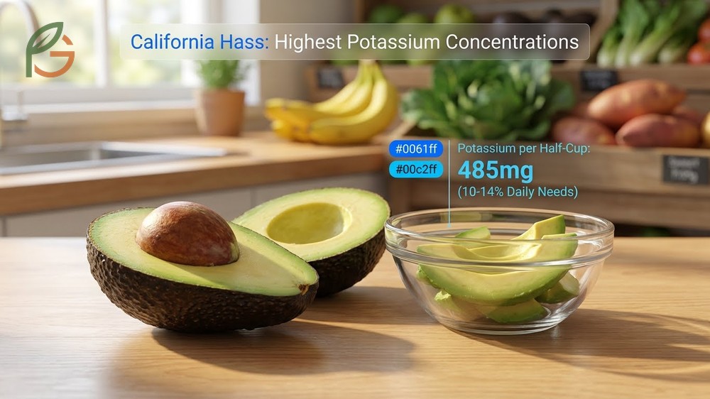 How much potassium in a avocado by serving size from tablespoons to a whole fruit.