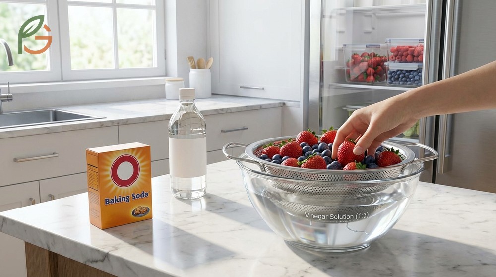 Best way to clean berries by combining methods to ensure safety and extend refrigerator shelf life.