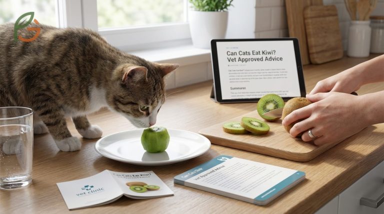 Can cats eat kiwi safely according to veterinary research regarding skin and seed removal.