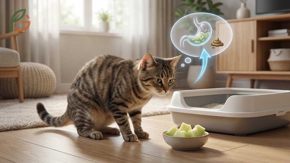 Cat diarrhea after melon symptoms and home care steps for treating mild digestive upset in felines.