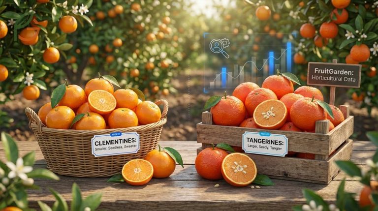 Difference between tangerine and clementine regarding size, sweetness, peel texture, and seed presence for fruit selection.