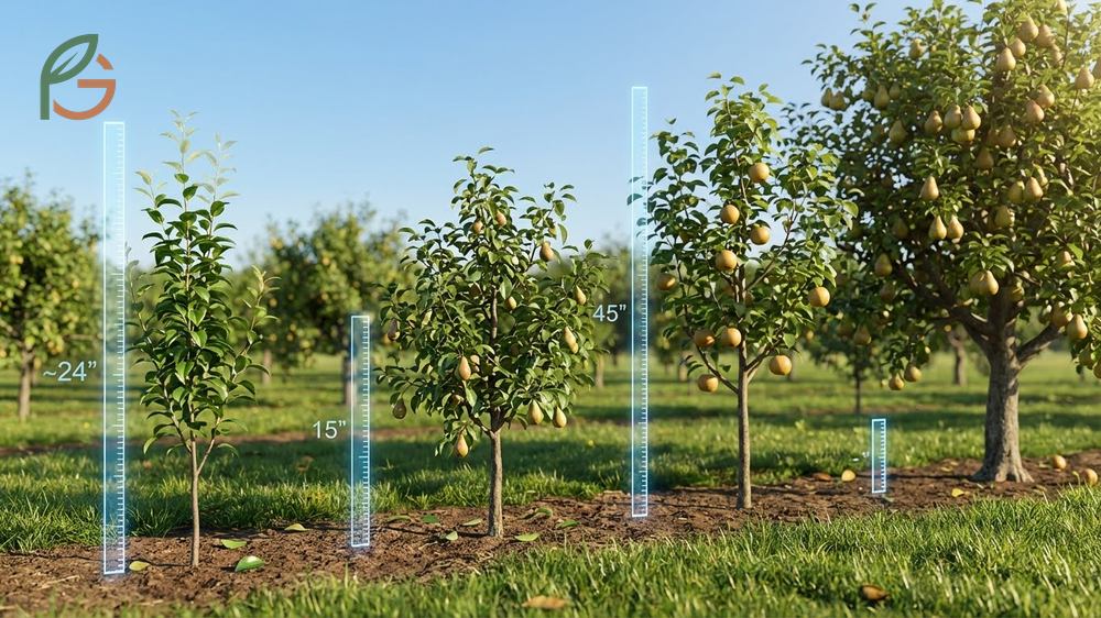 How fast do pear trees grow usually averages between thirteen and twenty four inches of new height annually.