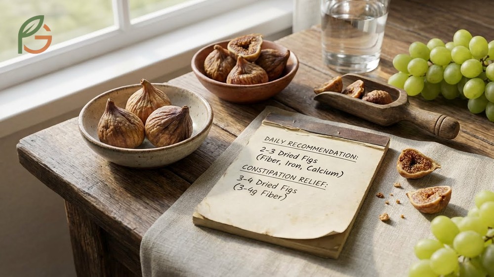 How many dried figs per day recommendation suggests 2 to 3 fruits for optimal nutrition.