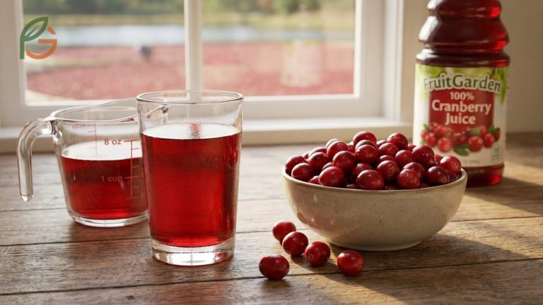 Standard daily serving of 8 ounces of cranberry juice providing 36mg of proanthocyanidins for health benefits.