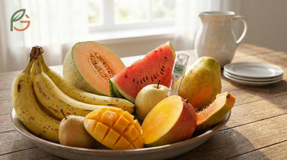 Low acid fruits like bananas and melons have a pH above 4.6 and provide safer nutrients for reflux.