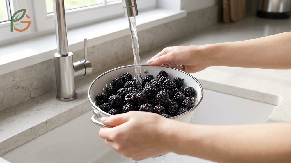 How to wash blackberries requires a large bowl and cold water to gently remove dirt without damaging delicate drupelets.