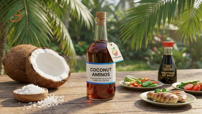 What is coconut aminos defined as a savory condiment made from fermented coconut sap containing 70-75% less sodium than soy sauce.